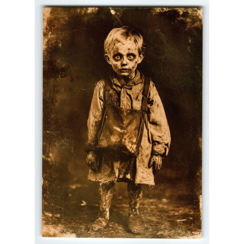 Vintage Halloween Postcard Creepy Boy Zombie Lithograph 5.5x4"